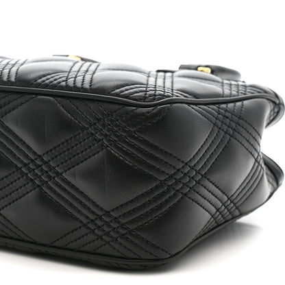 Calfskin Quilted Vlogo Small Top Handle Shoulder Bag Black