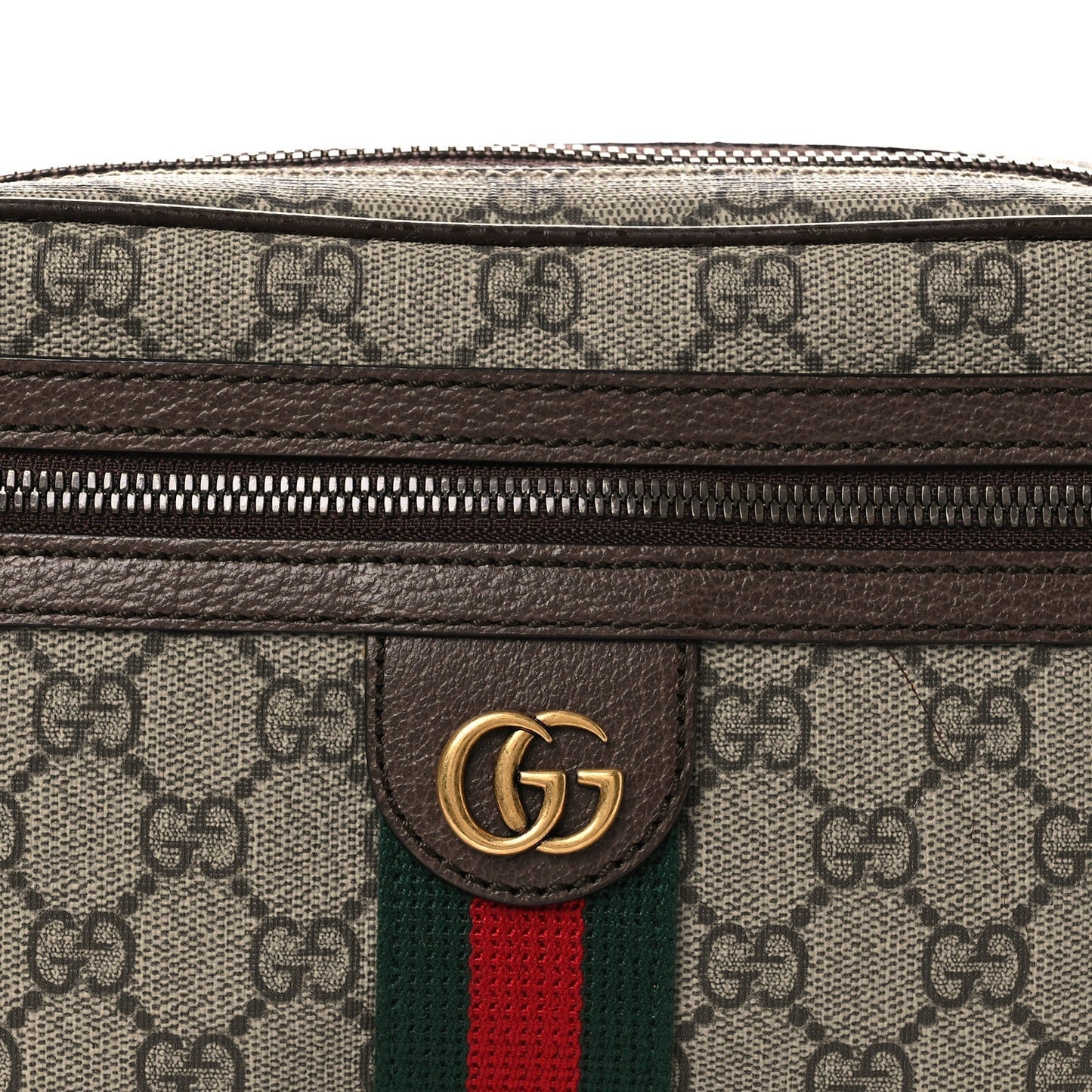 Soft GG Supreme Monogram Medium Ophidia Belt Bag Dark Brown