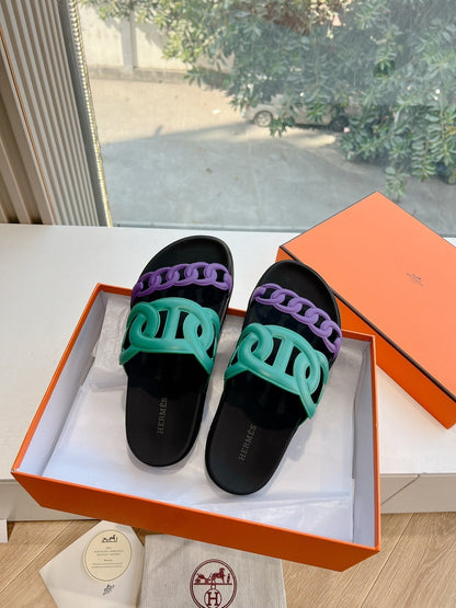 HM 25 Extra Sandal Purple Green Calfskin 292561