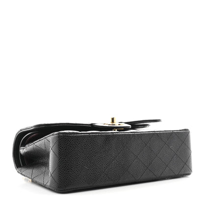 Caviar Quilted Small Double Flap Black