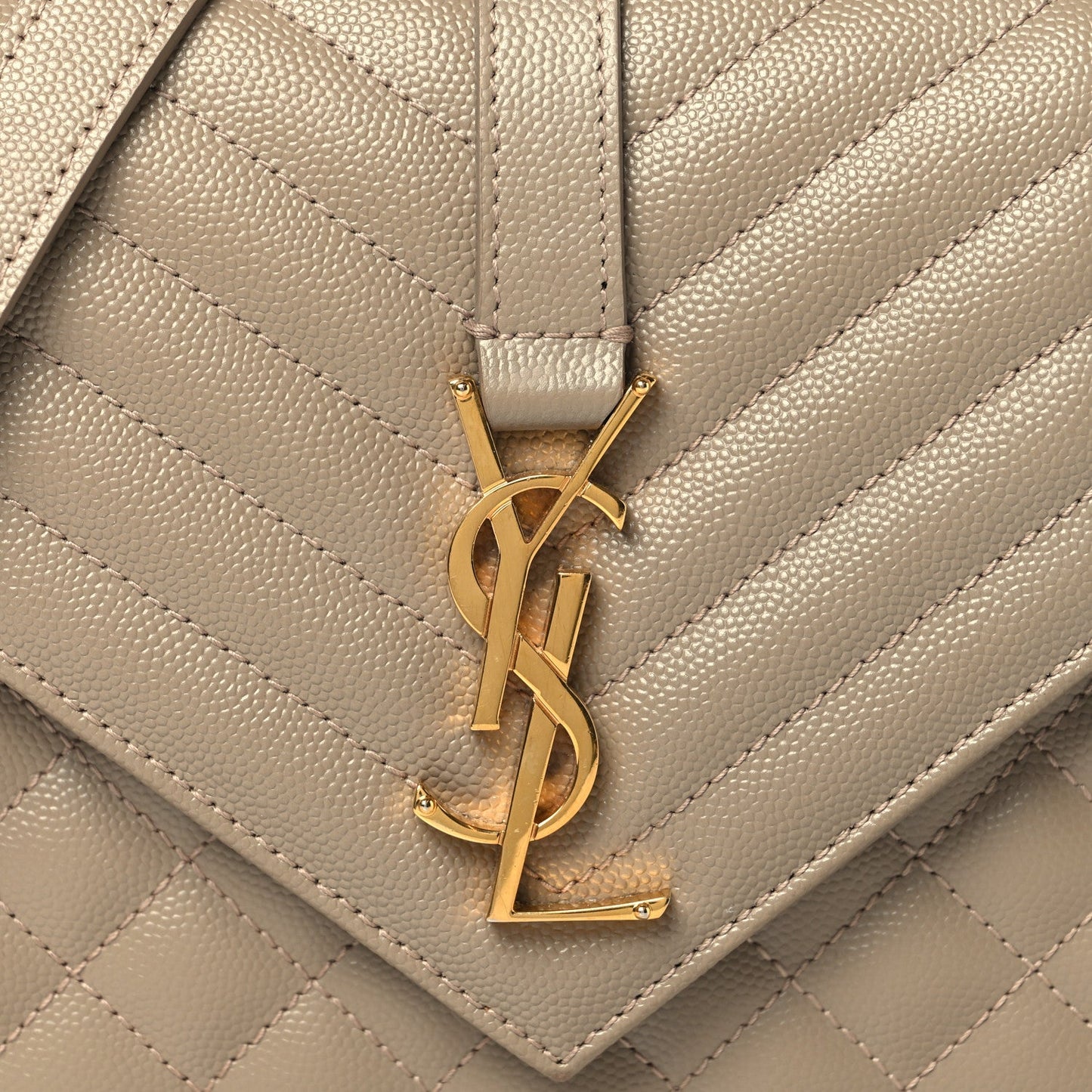 Grain De Poudre Textured Mixed Matelasse Medium Triquilt Monogram Satchel Dusty Grey