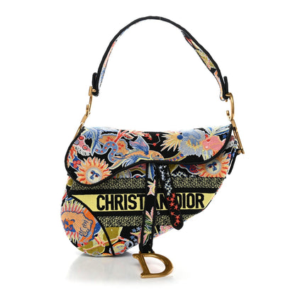 Canvas Embroidered Zodiac Fantastico Saddle Bag Black Multicolor