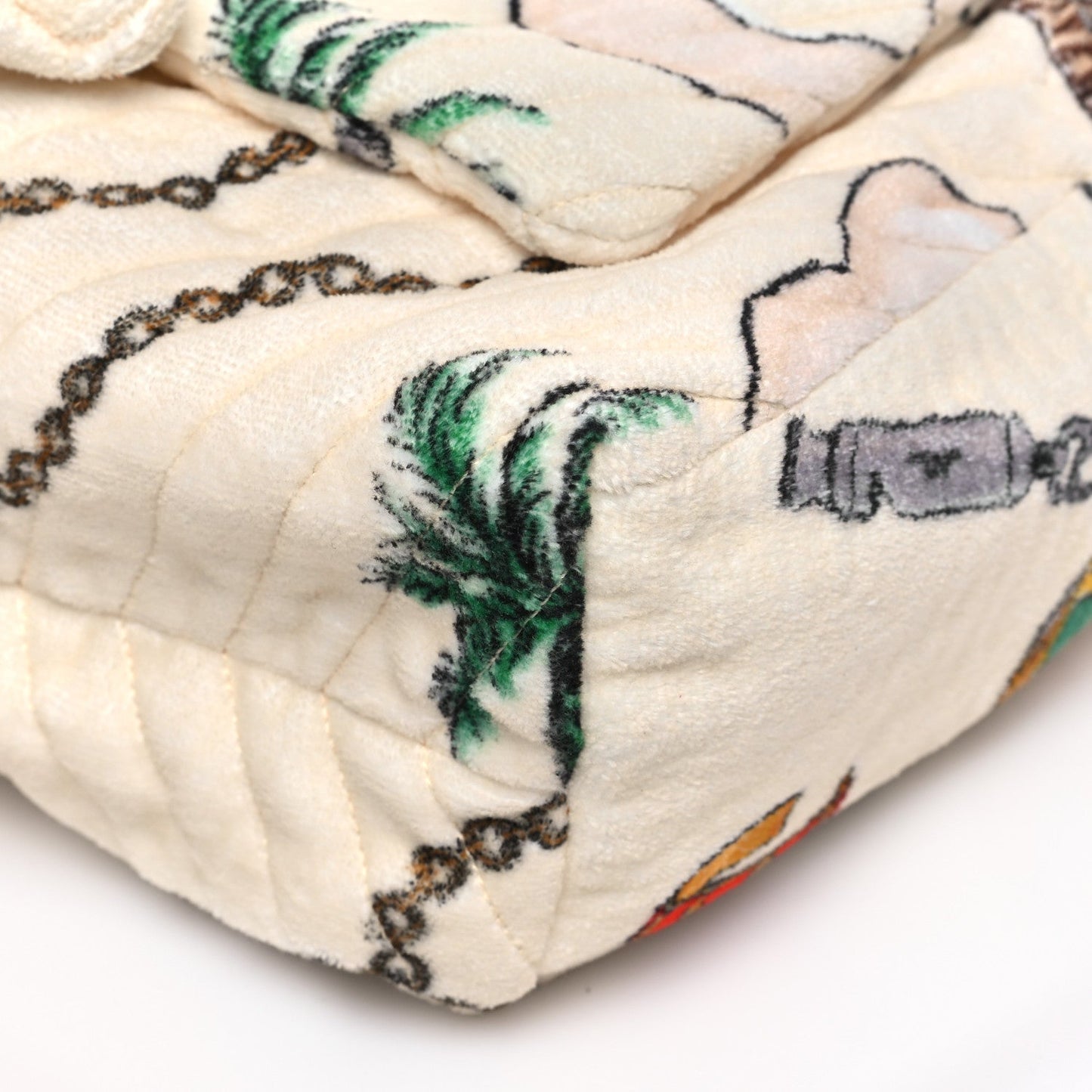 Terrycloth Summer Print Matelasse Backpack Poudre White Multicolor
