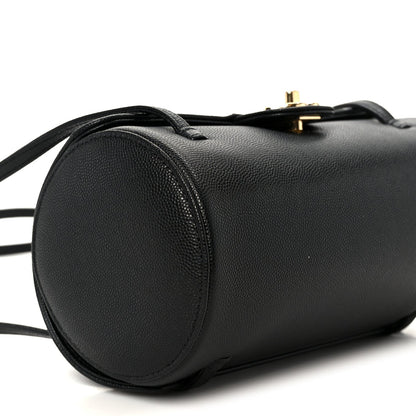 Shiny Caviar Preppy Coco Small Bowling Bag Black