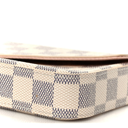 Damier Azur Pochette Felicie Chain Wallet Rose Ballerine