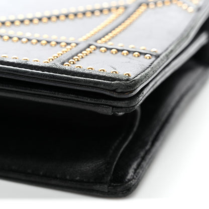 Lambskin Studded Medium Diorama Flap Bag Black