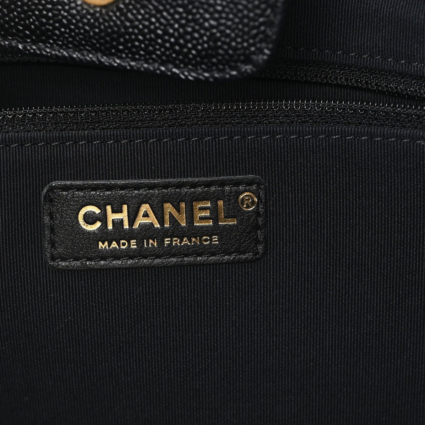 Caviar Quilted Small Trapezoid Chain Shopping Tote Black