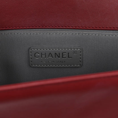 Calfskin Chevron Quilted Medium Boy Flap Red