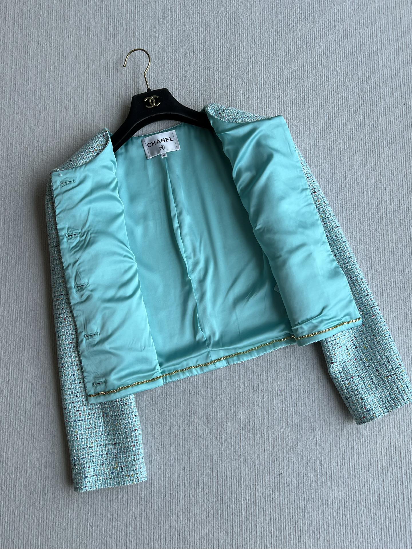 CC 25 Round-neck Slub Coat In Blue-Green Tweed 275793