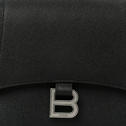 Semi Matte Soft Textured Calfskin Downtown Shoulder Bag Black