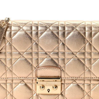 Metallic Lambskin Cannage Miss Dior Promenade Pouch Gold