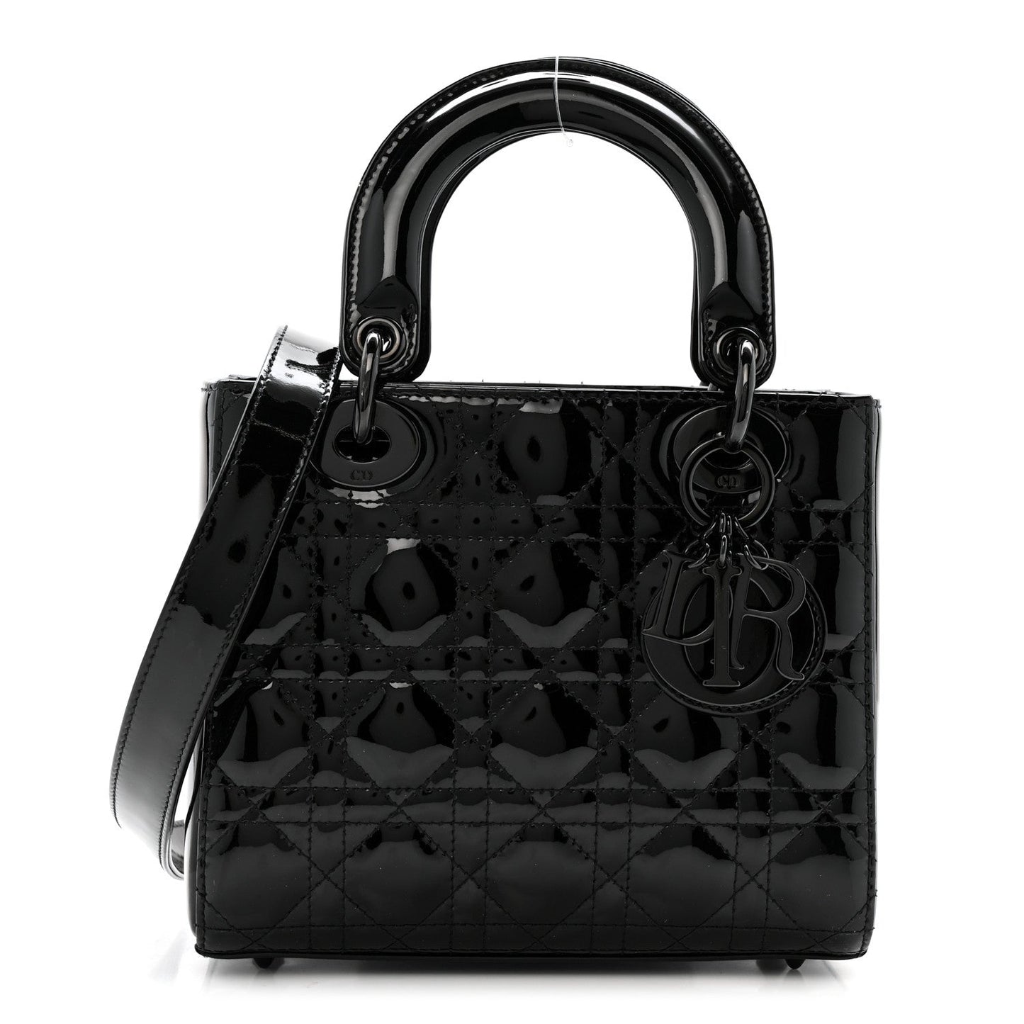 Ultraglossy Patent Cannage Small Lady Dior Black