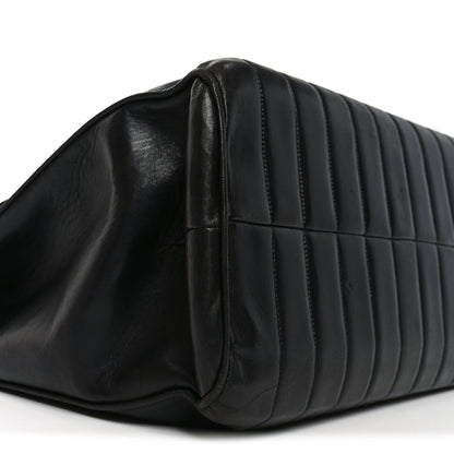 Lambskin Vertical Quilted XL Jumbo Single Flap Black