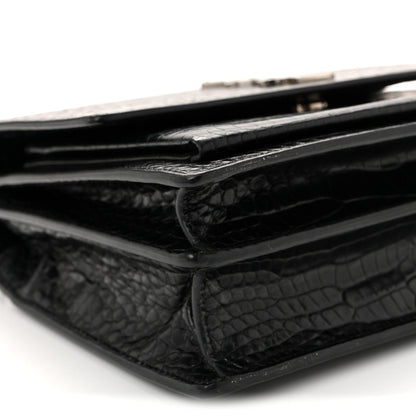 Calfskin Crocodile Embossed Medium Monogram Sunset Black
