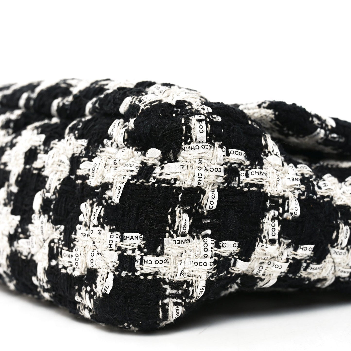 Tweed Quilted Large Chanel 19 Flap Black Ecru White