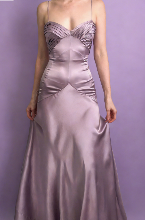 Vintage Simple A Line Spaghetti Strap Purple Satin Long Prom Dress SH5137