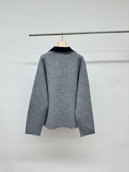Miumiu 2026 Zip-up Top Grey Cashmere
