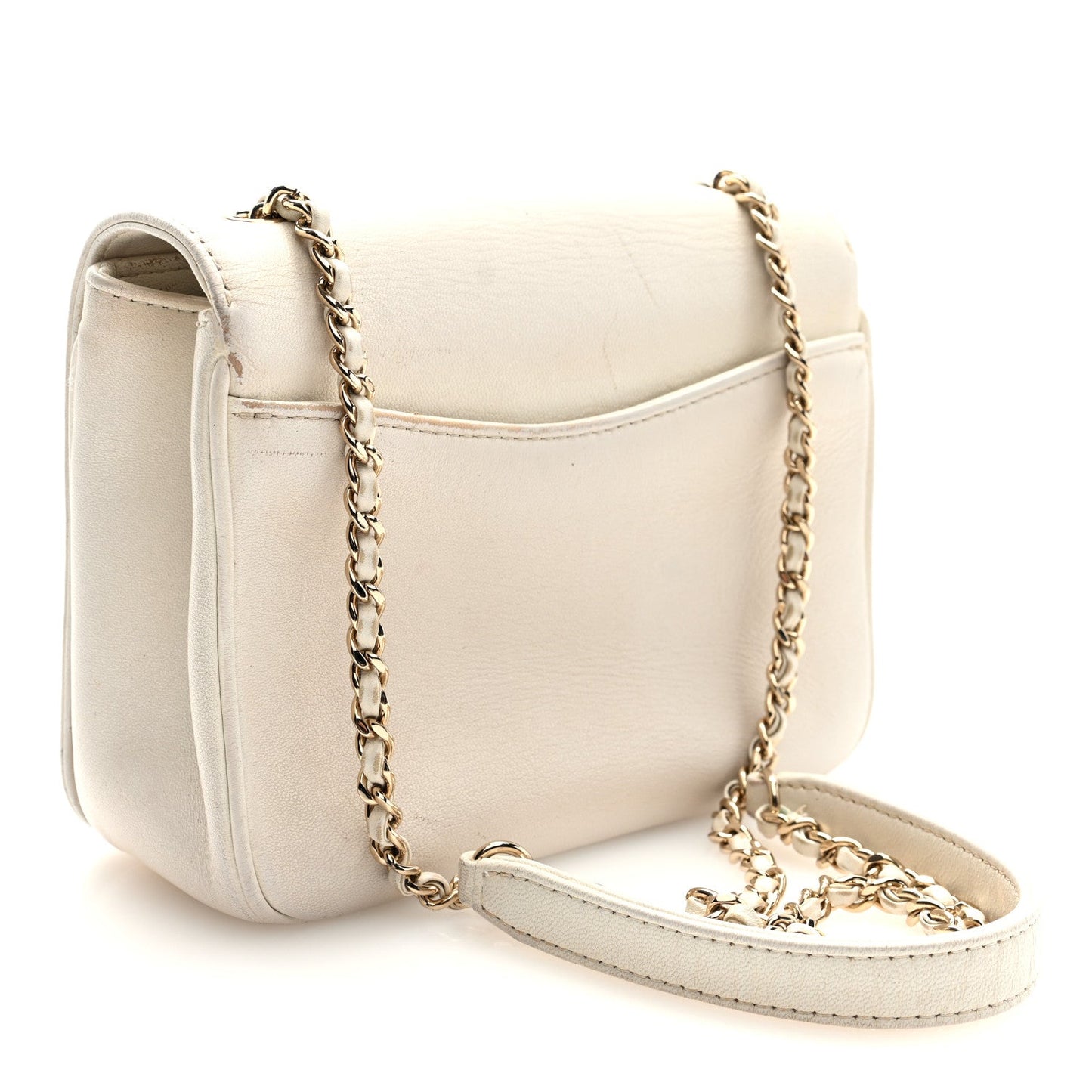 Lambskin CC Mania Flap Bag White