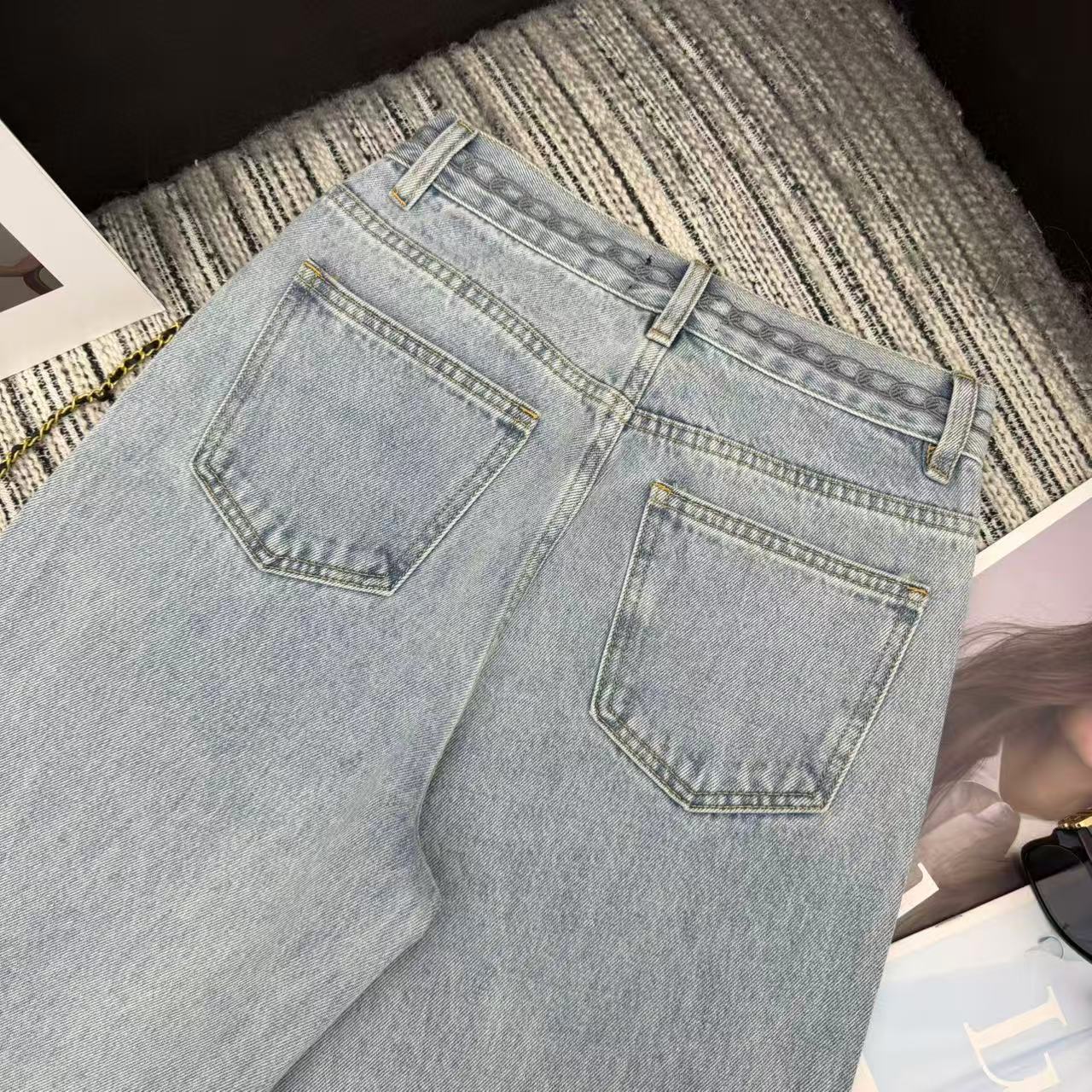 CC Ready-to-Wear Wide-leg Light Blue Denim Jeans 349031