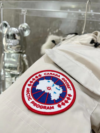 C. Goose Bomber Jacket White Polyester 0032