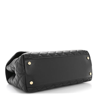 Caviar Quilted Small Coco Handle Flap Black