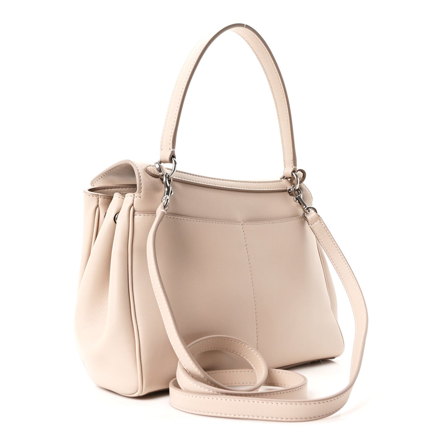 Natural Smooth Calfskin Small Rodeo Top Handle Handbag Almond