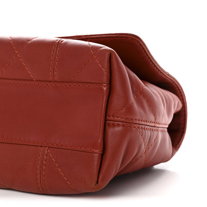 Lambskin Quilted Large Soft Touch Flap Dark Ochre