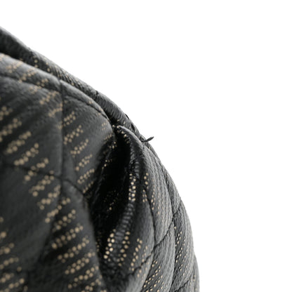 Metallic Caviar Striped Banane Waist Bag Fanny Pack Black Gold