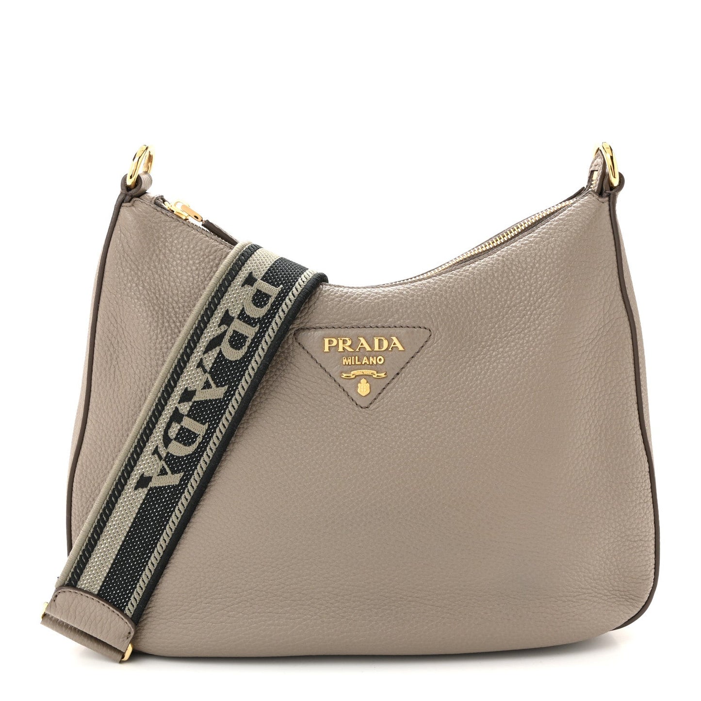 Vitello Daino Soft Large Zippered Messenger Hobo Argilla