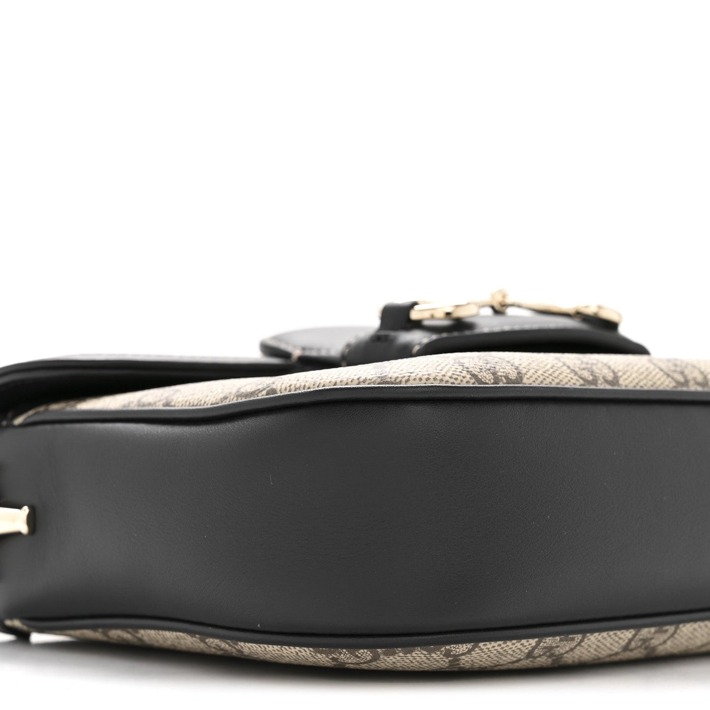 GG Supreme Monogram Horsebit 1955 Soft Small Shoulder Bag Beige Black