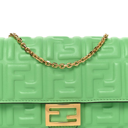 Nappa Matisse FF Embossed Continental Wallet On Chain Edamame