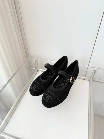 Chanel 26 Mary Jane Shoe Black in Suede 597380