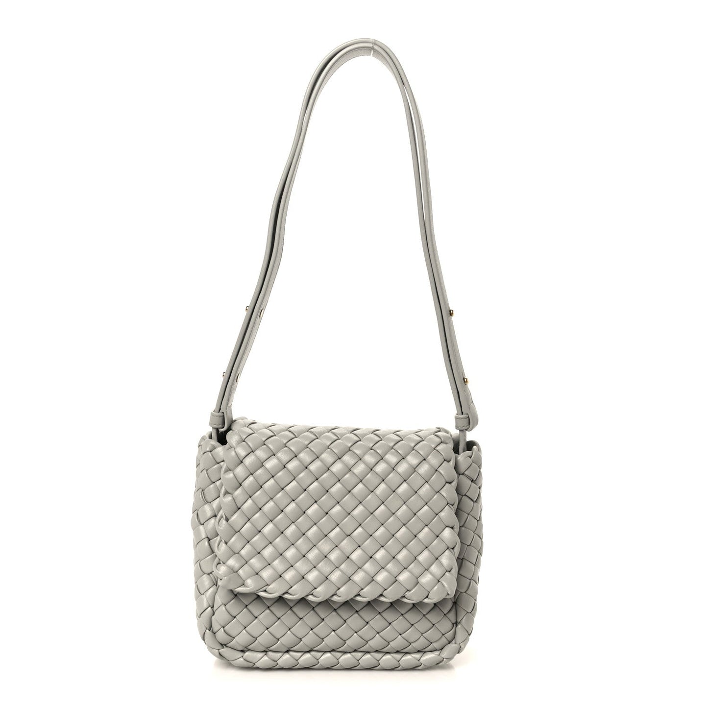 Nappa Intrecciato Small Cobble Shoulder Bag Agate Grey