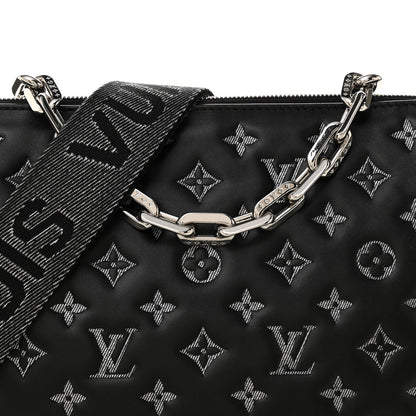 Lambskin Embossed Monogram Coussin MM Black Gray
