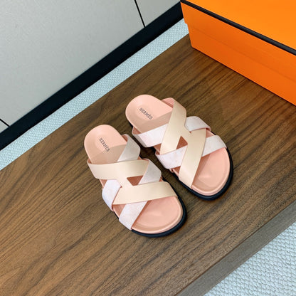 HM Kazimir Sandal Pale Pink Suede Calfskin 293991
