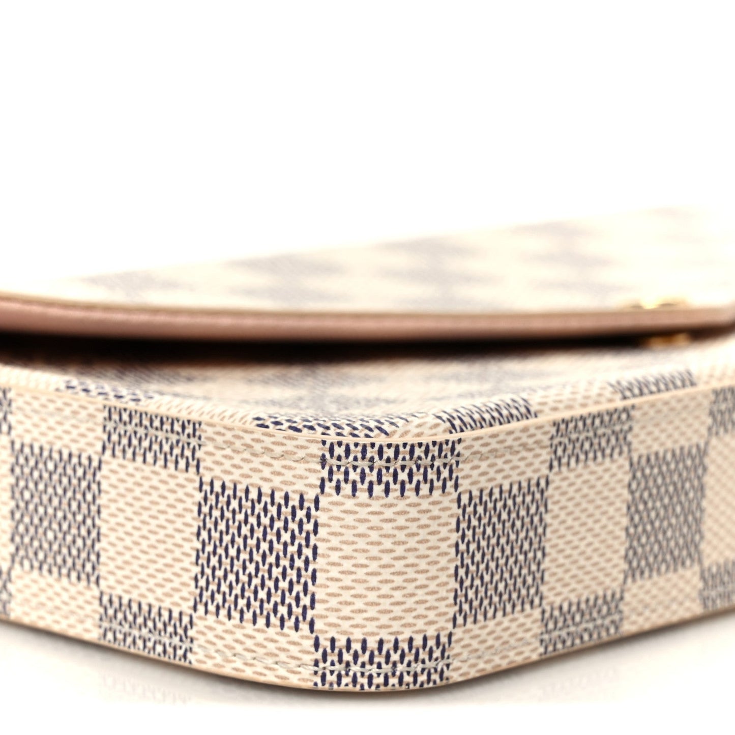 Damier Azur Pochette Felicie Chain Wallet Rose Ballerine