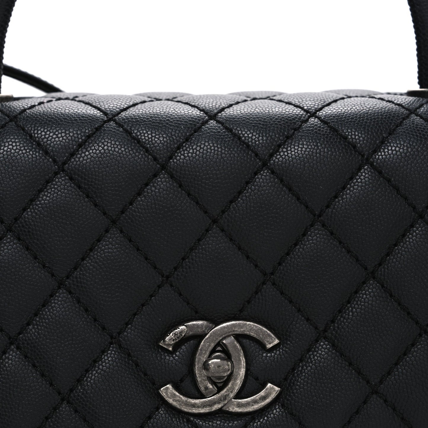 Caviar Quilted Medium Coco Handle Flap Black