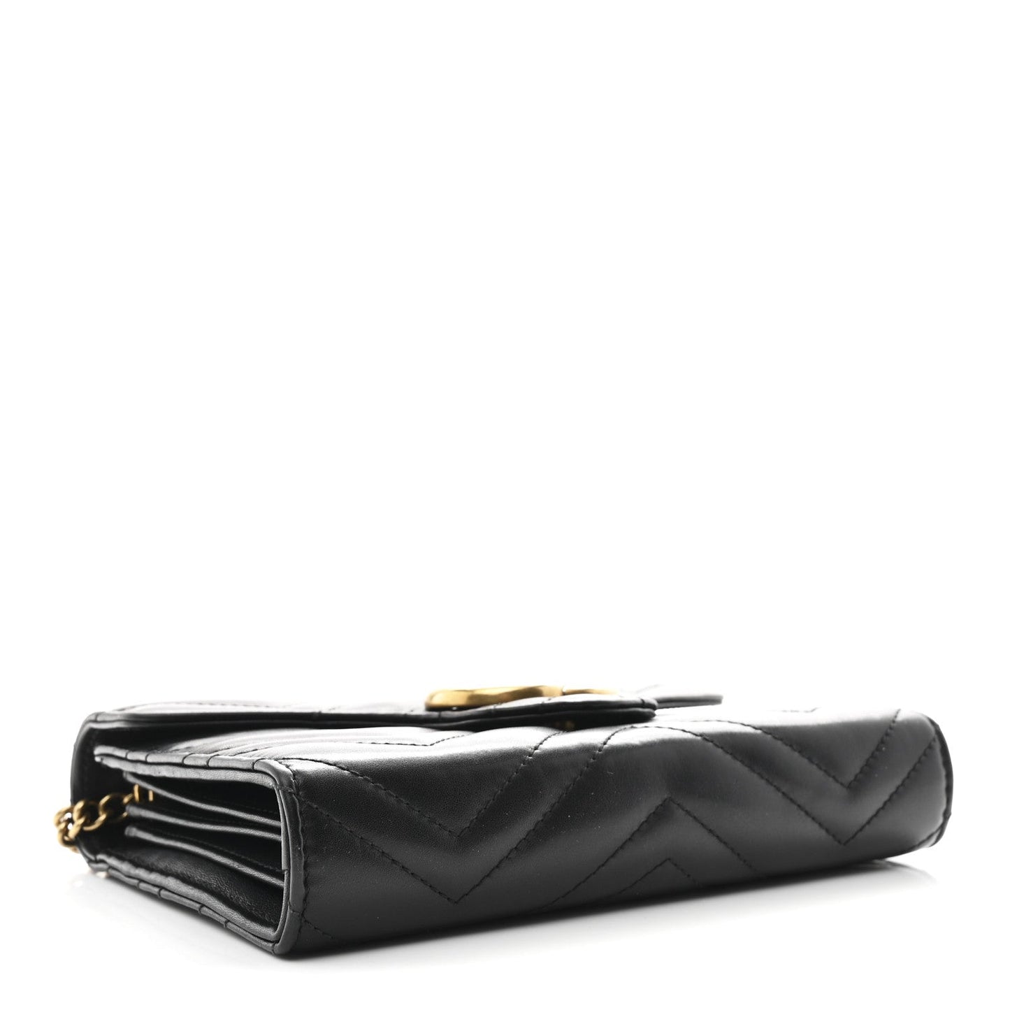 Calfskin Matelasse GG Marmont Chain Wallet Black