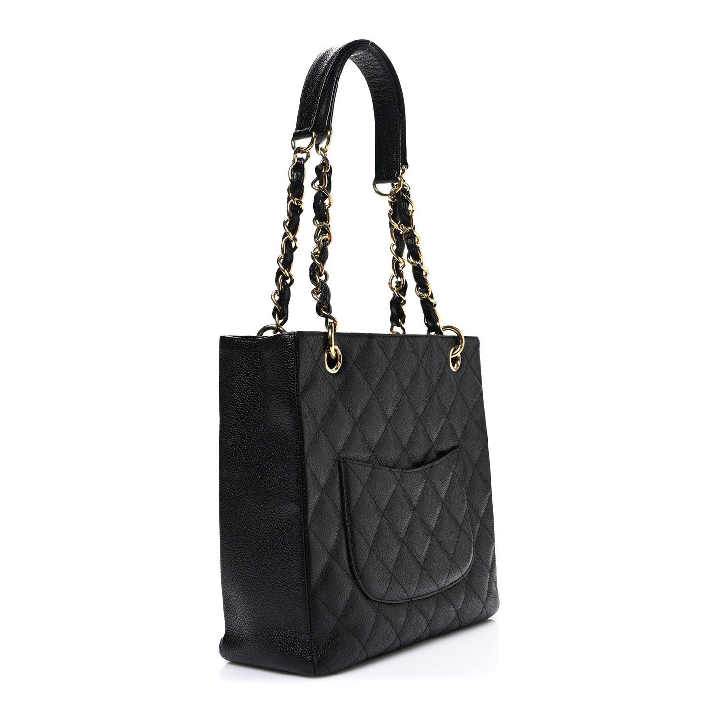 Caviar Quilted Petit Shopping Tote PST Black