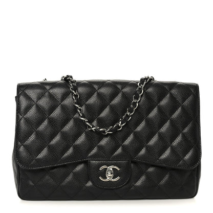 Caviar Quilted Jumbo Double Flap Black