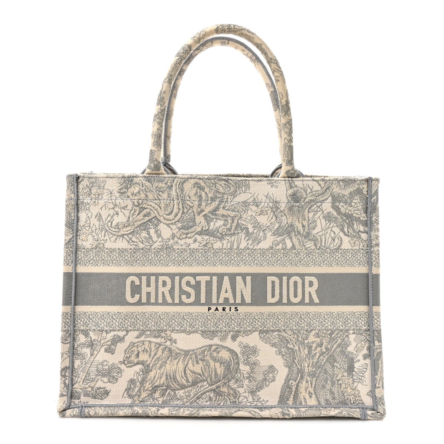 Canvas Embroidered Medium Dioriviera Toile De Jouy Book Tote Gray