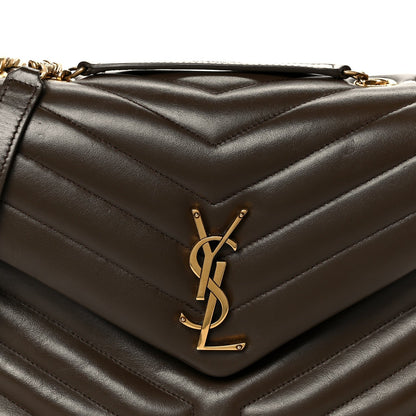 Calfskin Y Quilted Monogram Medium Loulou Chain Satchel Soil Brown