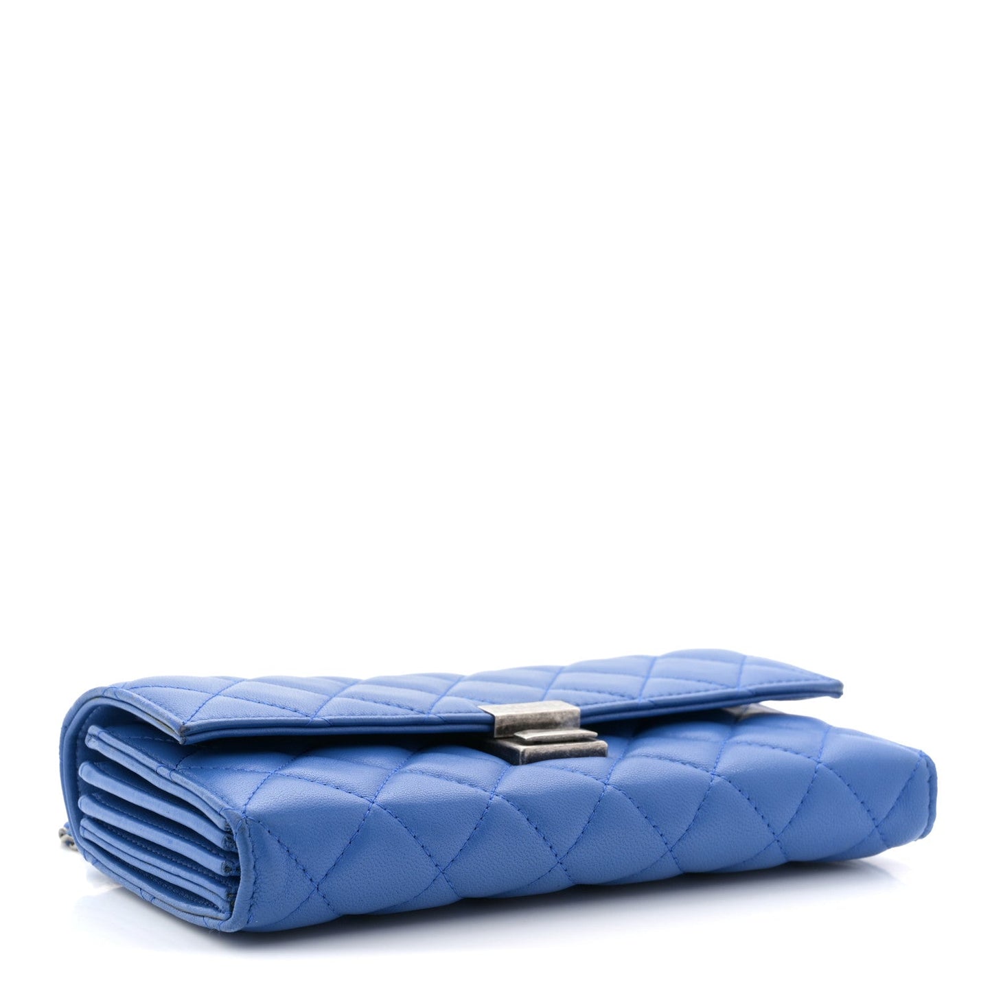 Lambskin Quilted Clutch with Chain Blue