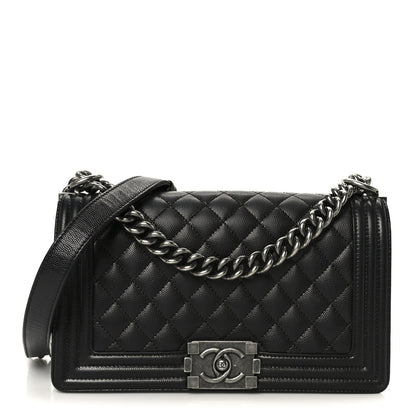 Caviar Quilted Medium Boy Flap Black