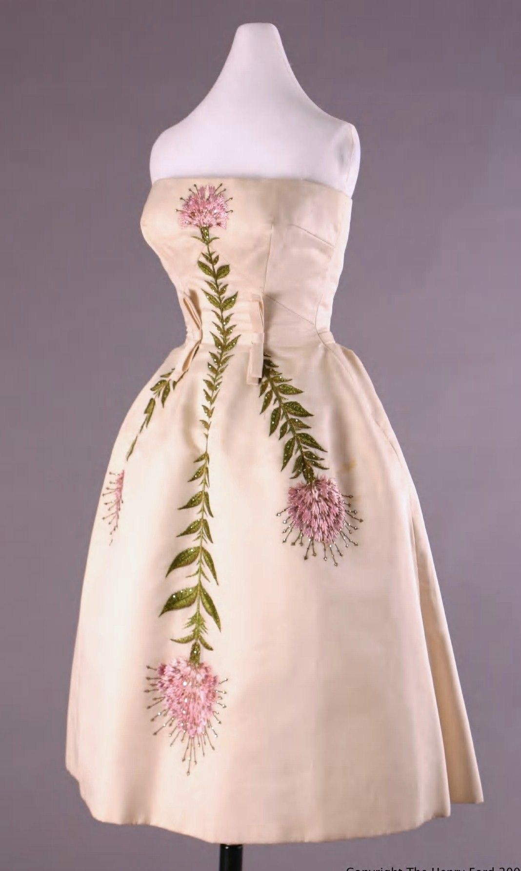 formaldressy--Ivory Delicate Pink Floral Long Satin Prom Gown Ball Gown gh5553