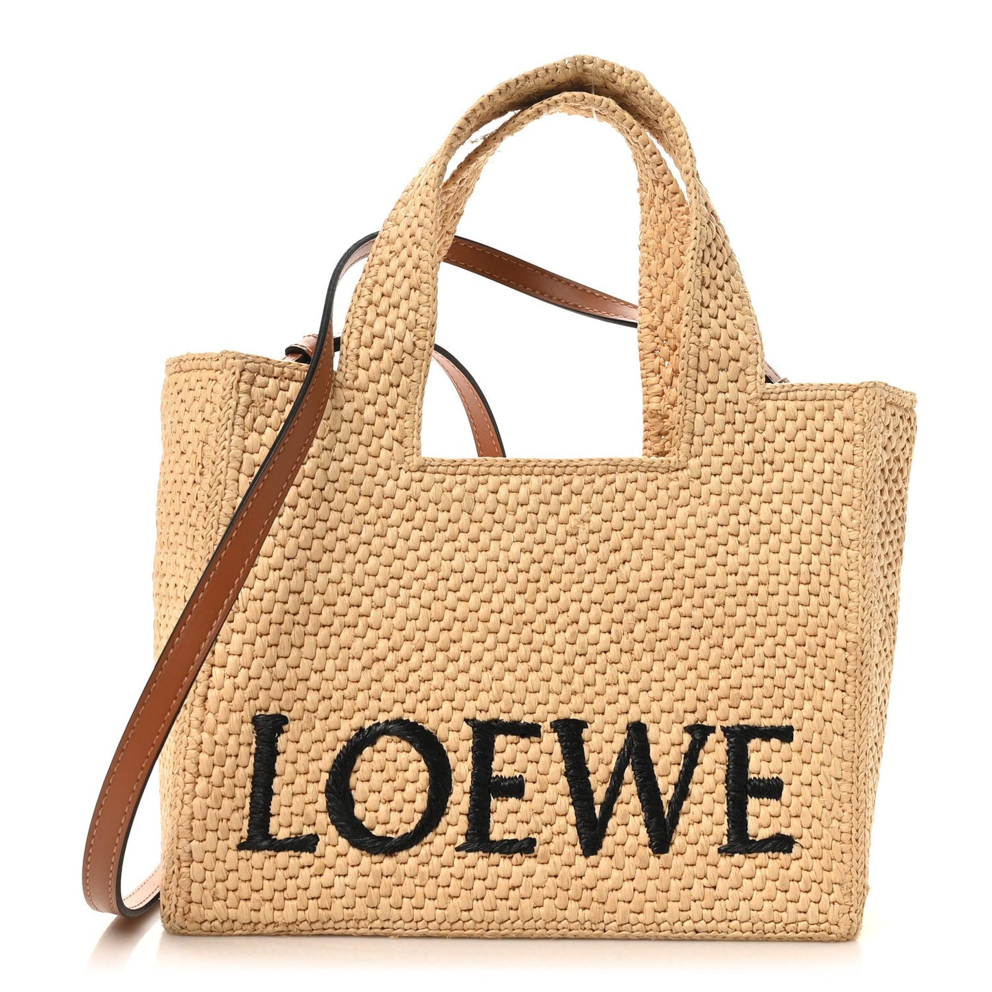 Raffia Paula's Ibiza Small Font Tote Natural Tan