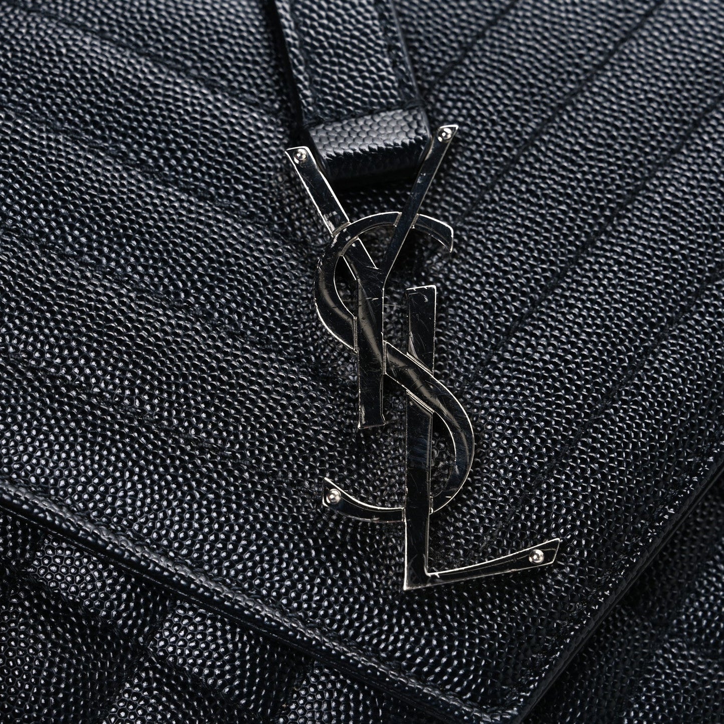 Grain De Poudre Textured Mixed Matelasse Triquilt Medium Monogram Satchel Black