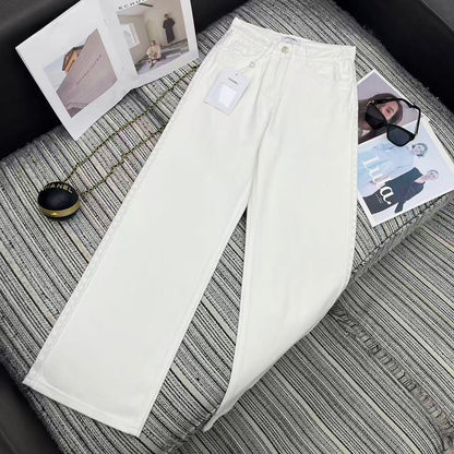 CC Ready-to-Wear Wide-leg White Denim Jeans 349030