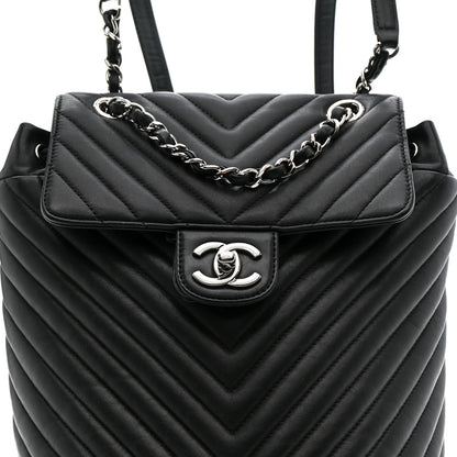 Calfskin Chevron Quilted Small Urban Spirit Backpack Black