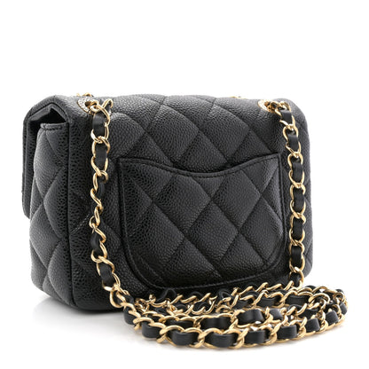 Grained Lambskin Quilted Mini Flap Black